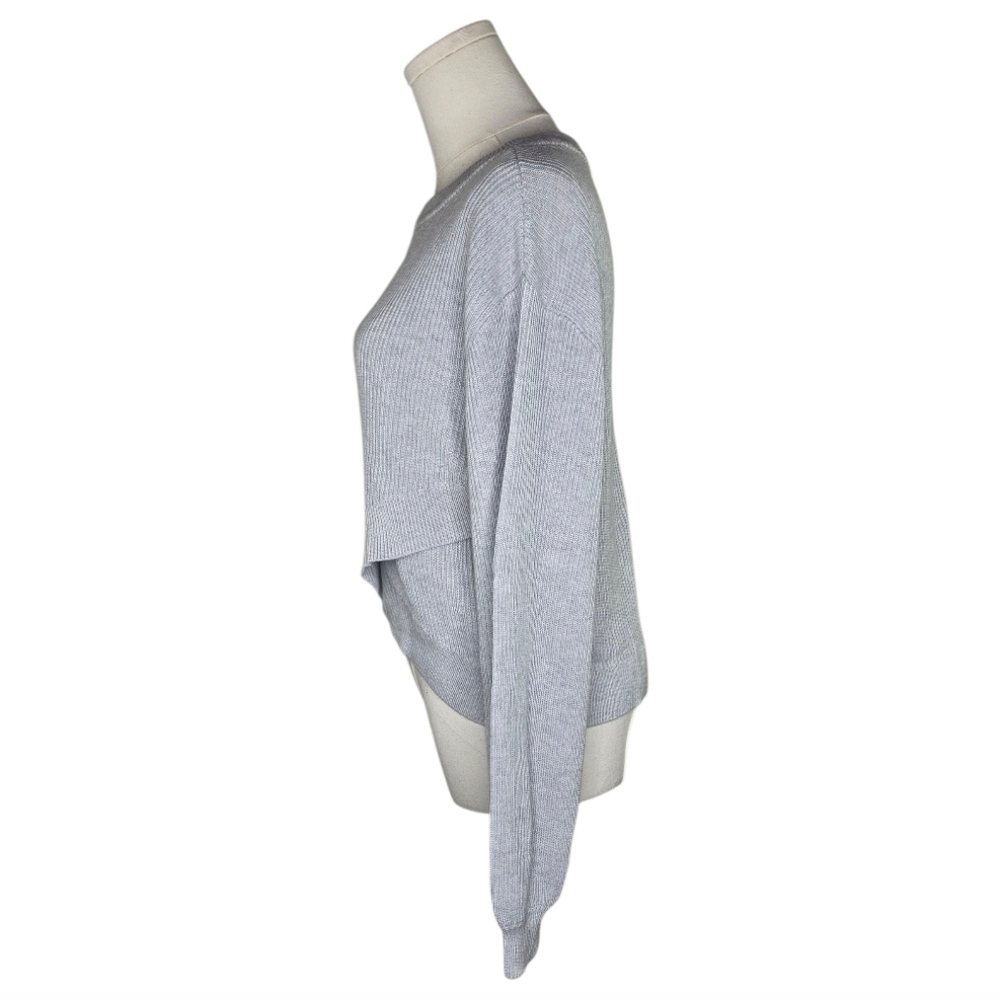 Lululemon Gray Ribbed Knit Sweater Women’s 8 Asymmetrical Hem Cashmere Blend - Picture 3 of 7